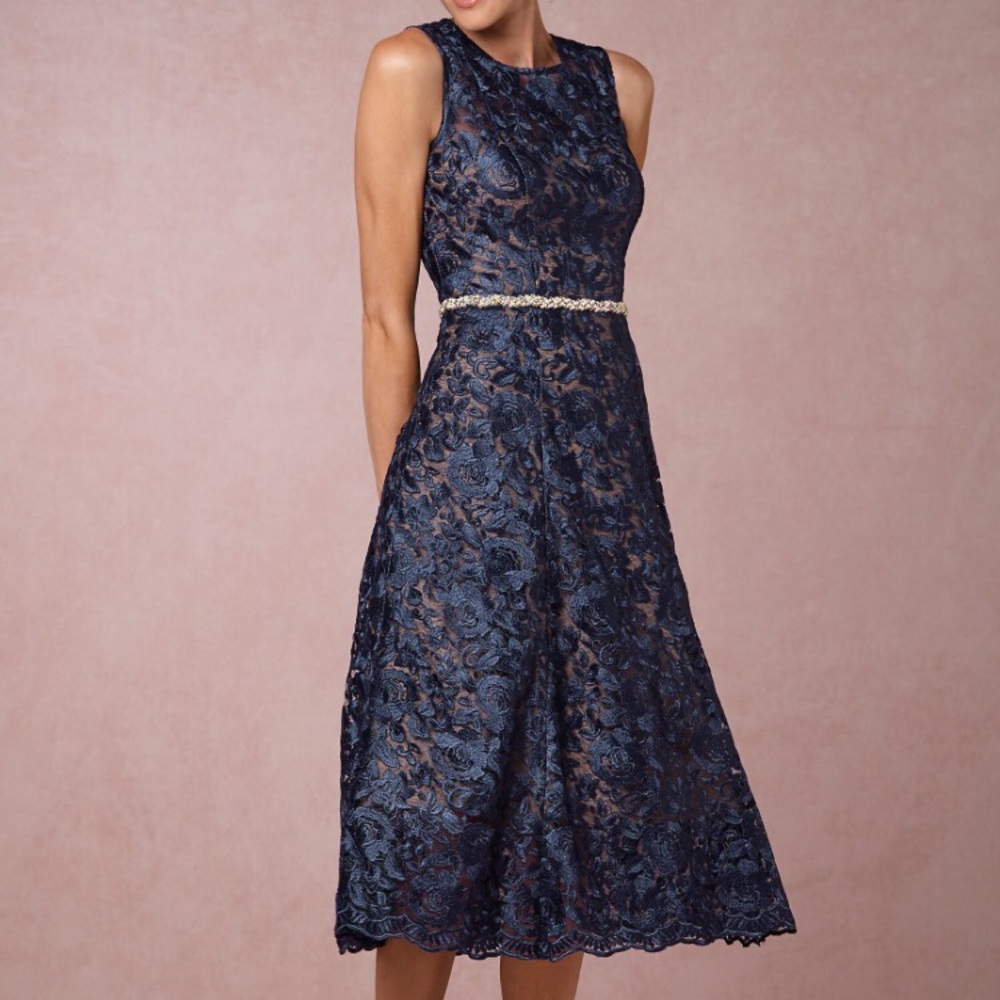 Navy blue dress from Anthropologie’s BHLDN brand